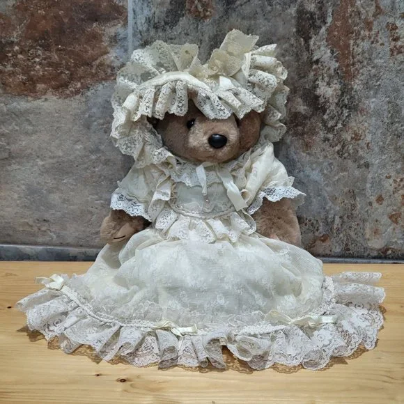 VTG Bearly People Victorian Lacey Dress Bear 1987